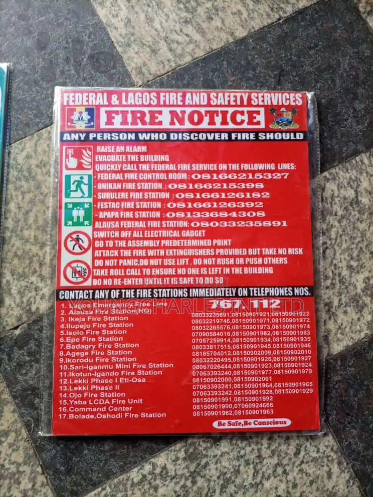Lagos State Fire Notice Sign.