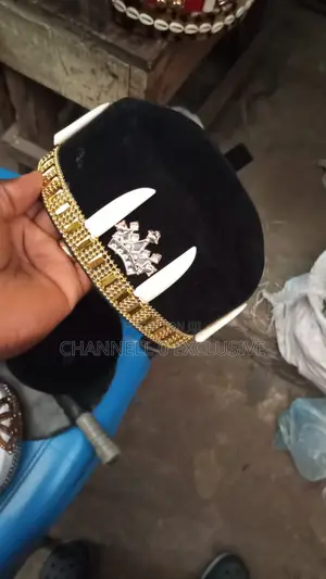 Red and Gold Igbo Men Traditional Hat for Kings