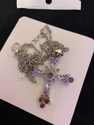 Zirconia Cz Silver Cross Pendant Chain