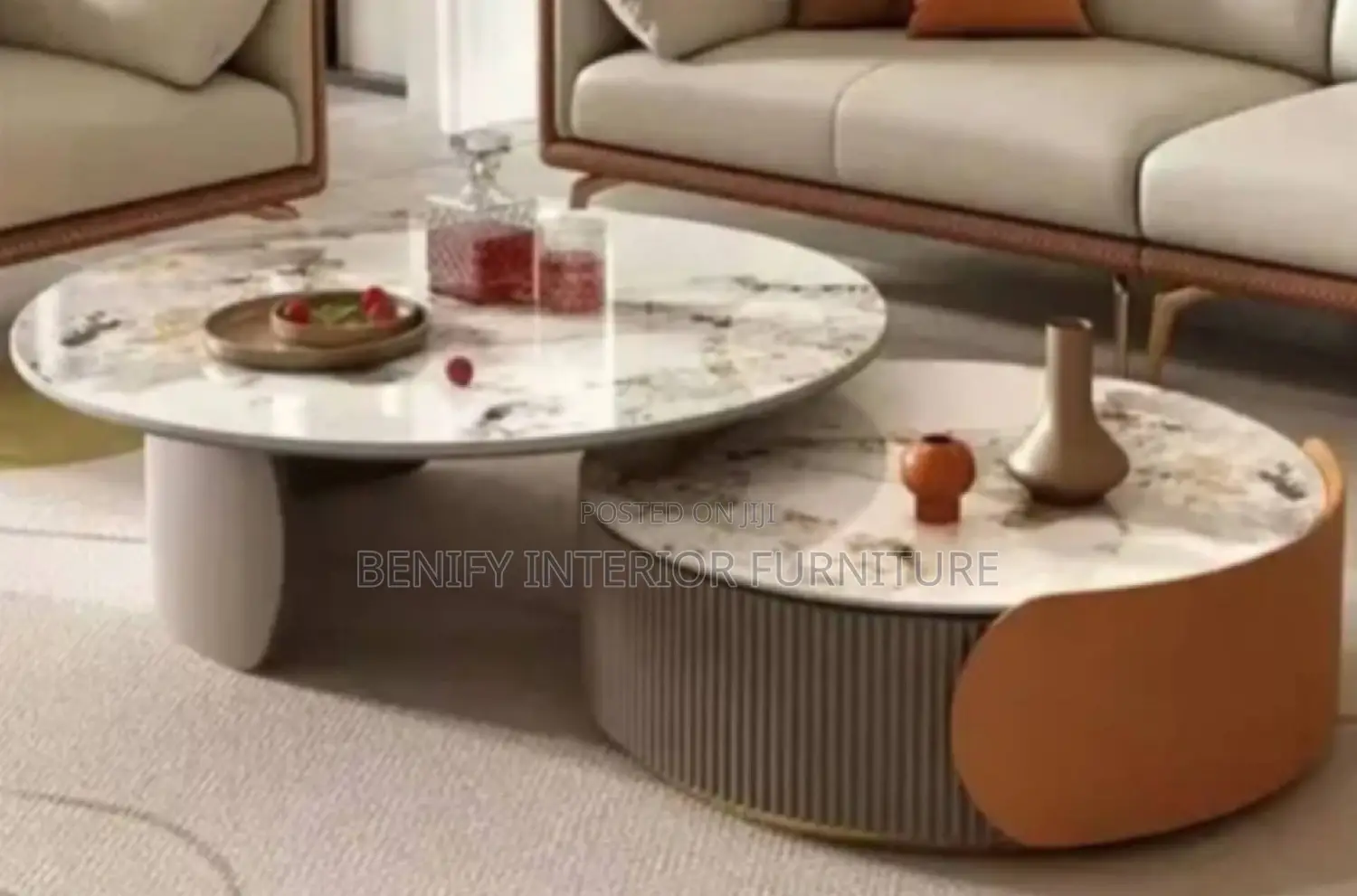 Modern Marble Top Double Center Table