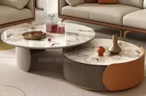 Modern Marble Top Double Center Table