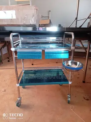 Double Step Instrument Trolley With Two Drawers and Bowl