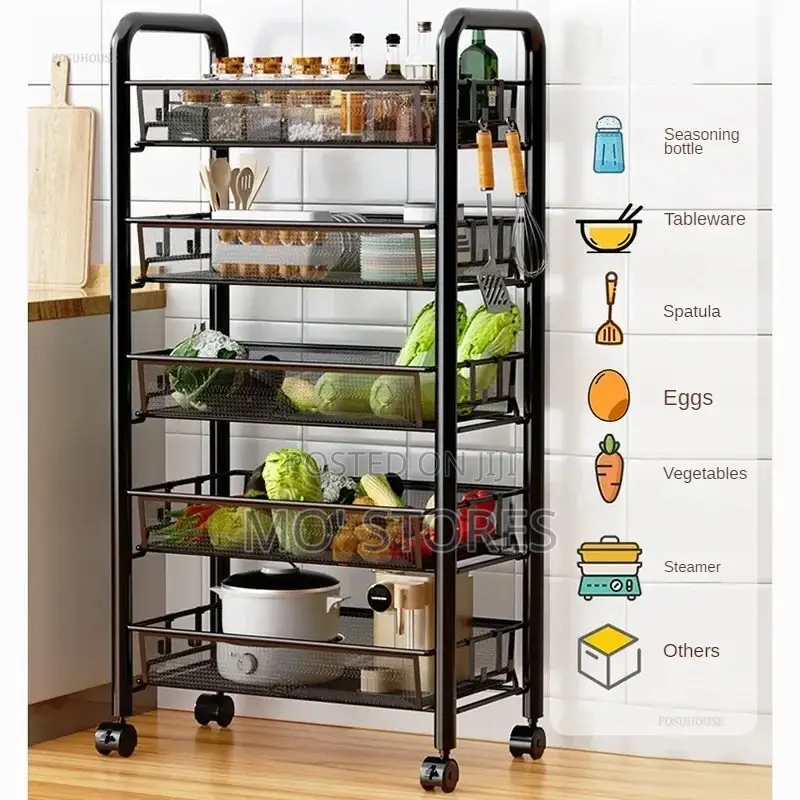 5 Layers Metal Trolley Storage Rack
