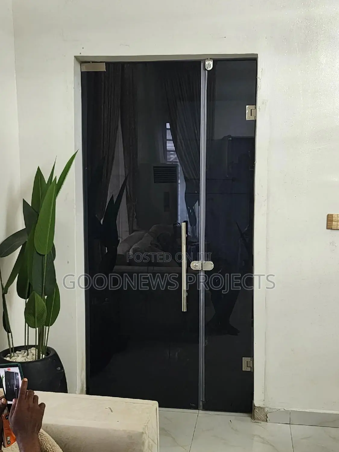 Anteroom Tempered Black Glass Door