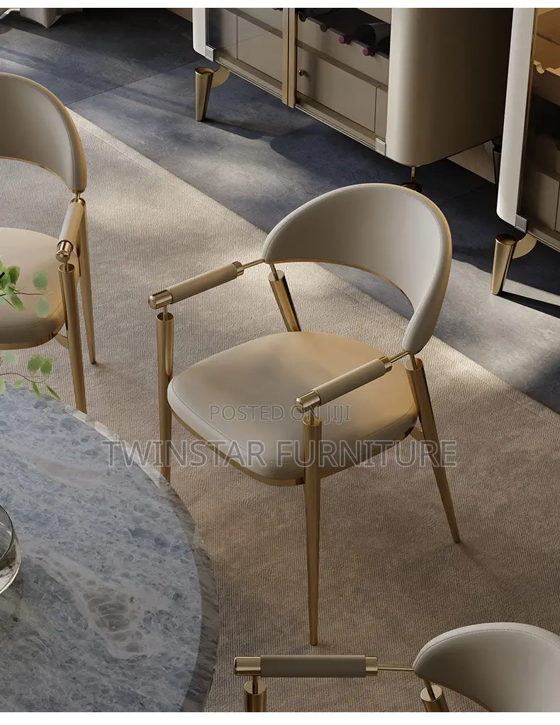 New Modern Luxury Golden Leather Chairs