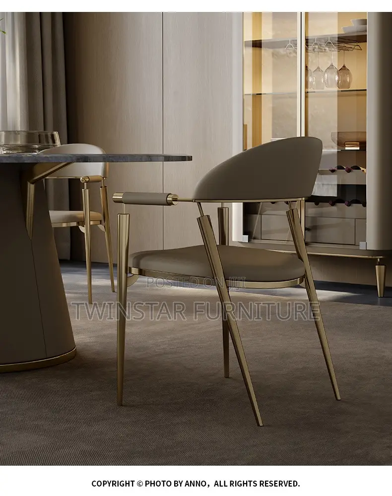 New Modern Luxury Golden Leather Chairs