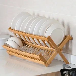 Foldable Bamboo Plate Rack
