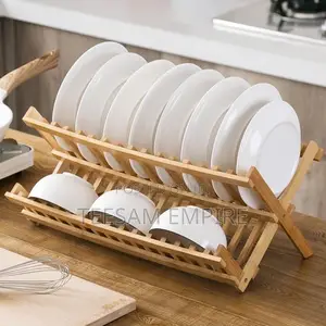 Foldable Bamboo Plate Rack
