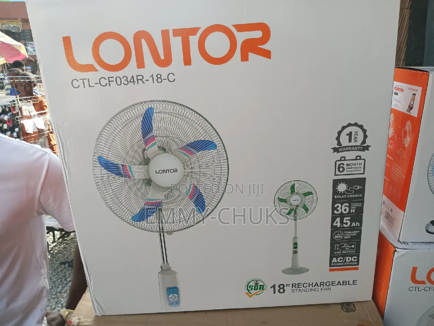 18" Rechargeable Standing Fan