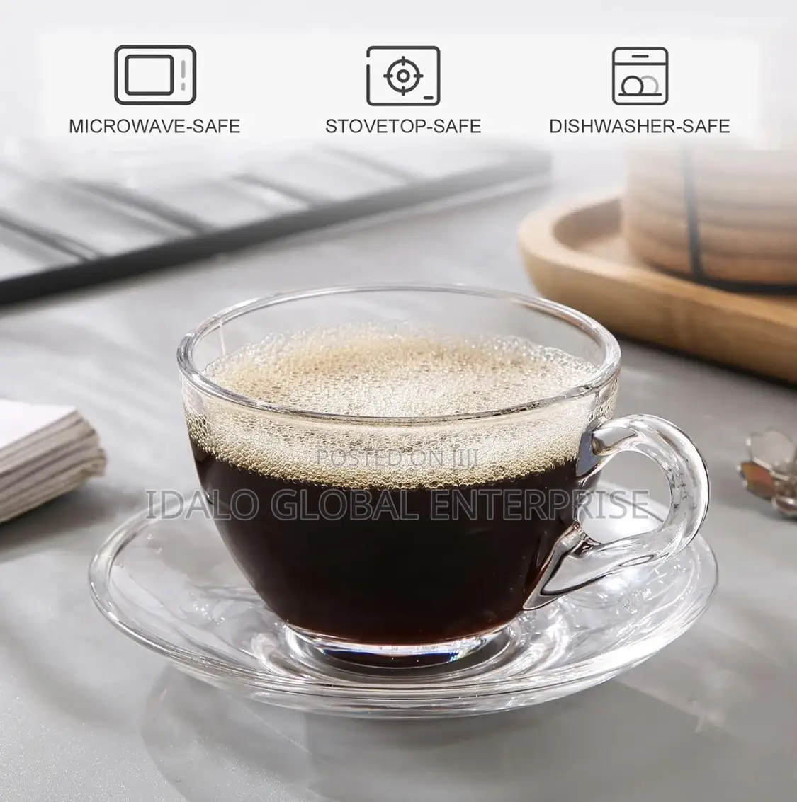 Glass Tea Cups and Saucers