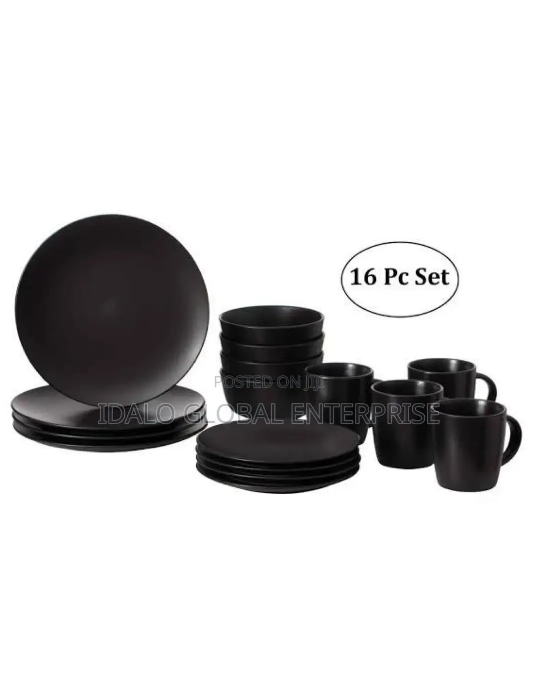 16pcs Black Dinnerware Set