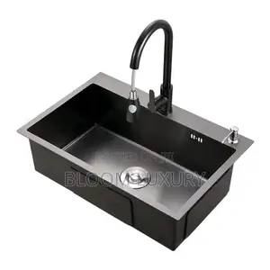 Matt Black Kitchen Sink and Pull Out Faucet