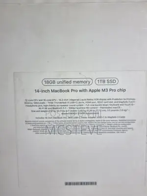 New Apple MacBook Pro 2023 M3 Pro 14-Inch 18GB Apple M3 Pro SSD 1T