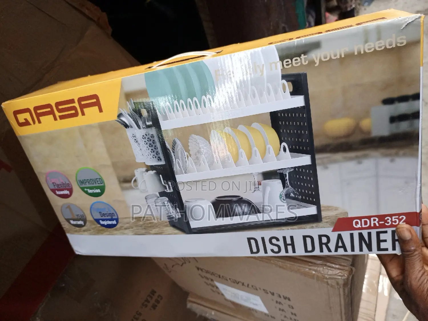 Qasa New Rustless 3 Tier Plastic Dish Drainer and Plate Rack