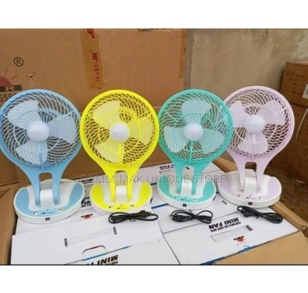 JR Portable Foldable USB Rechargeable Fan With LED Light