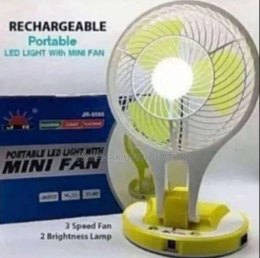 JR Portable Foldable USB Rechargeable Fan With LED Light