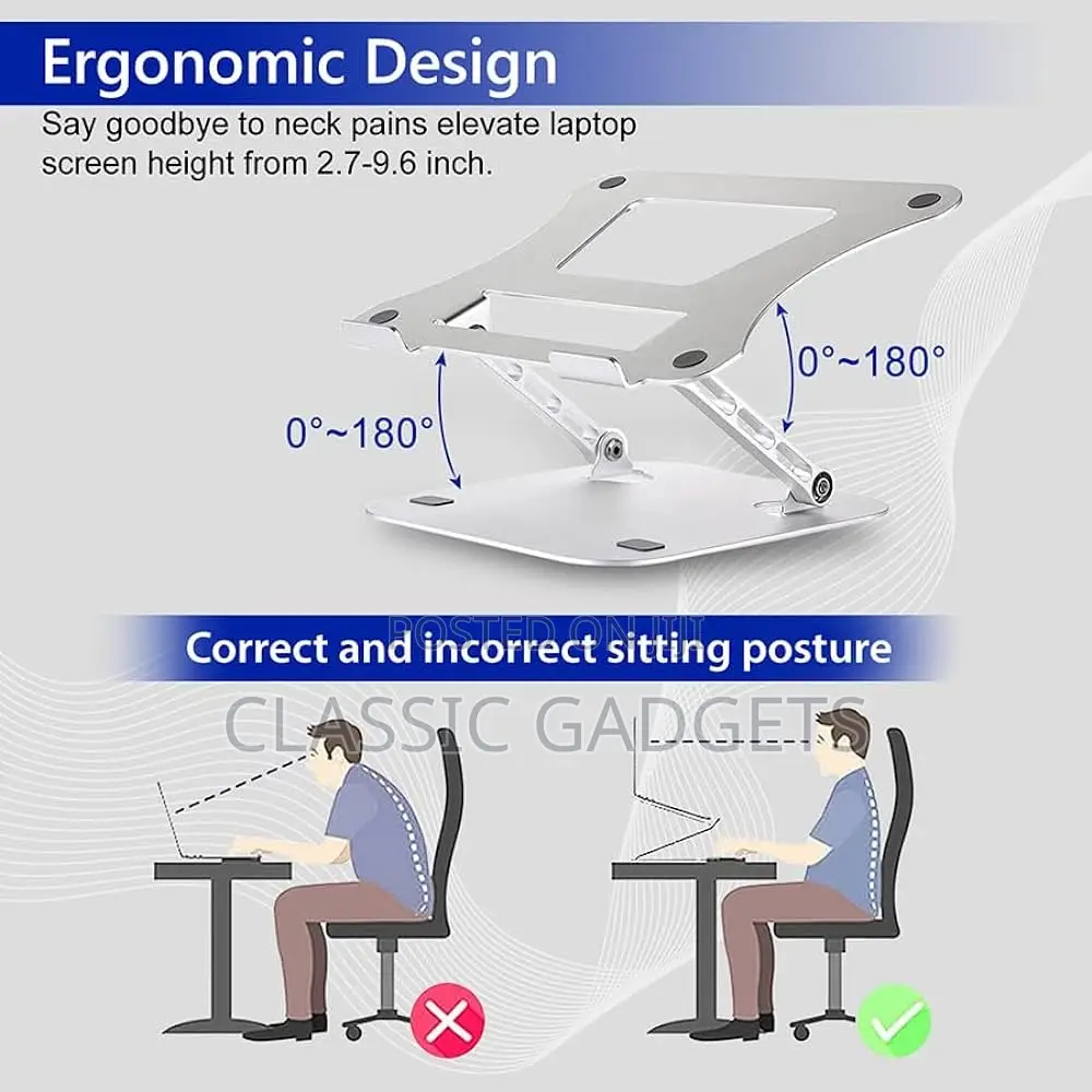 Aluminum Laptop Stand, Ergonomic Adjustable Notebook Stand,