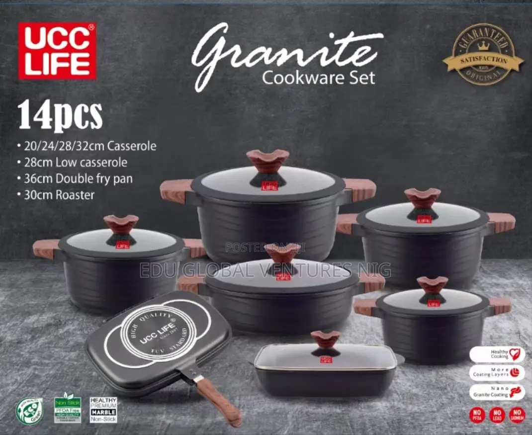 UCC LIFE 14 Pieces Granite Cookware Set.