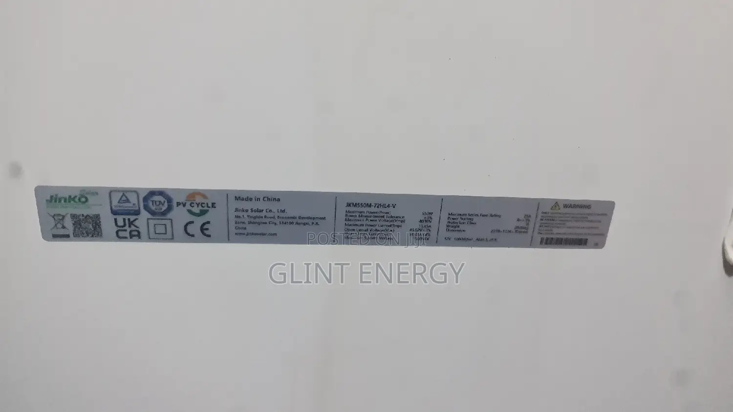 550w Jinko Solar Panels
