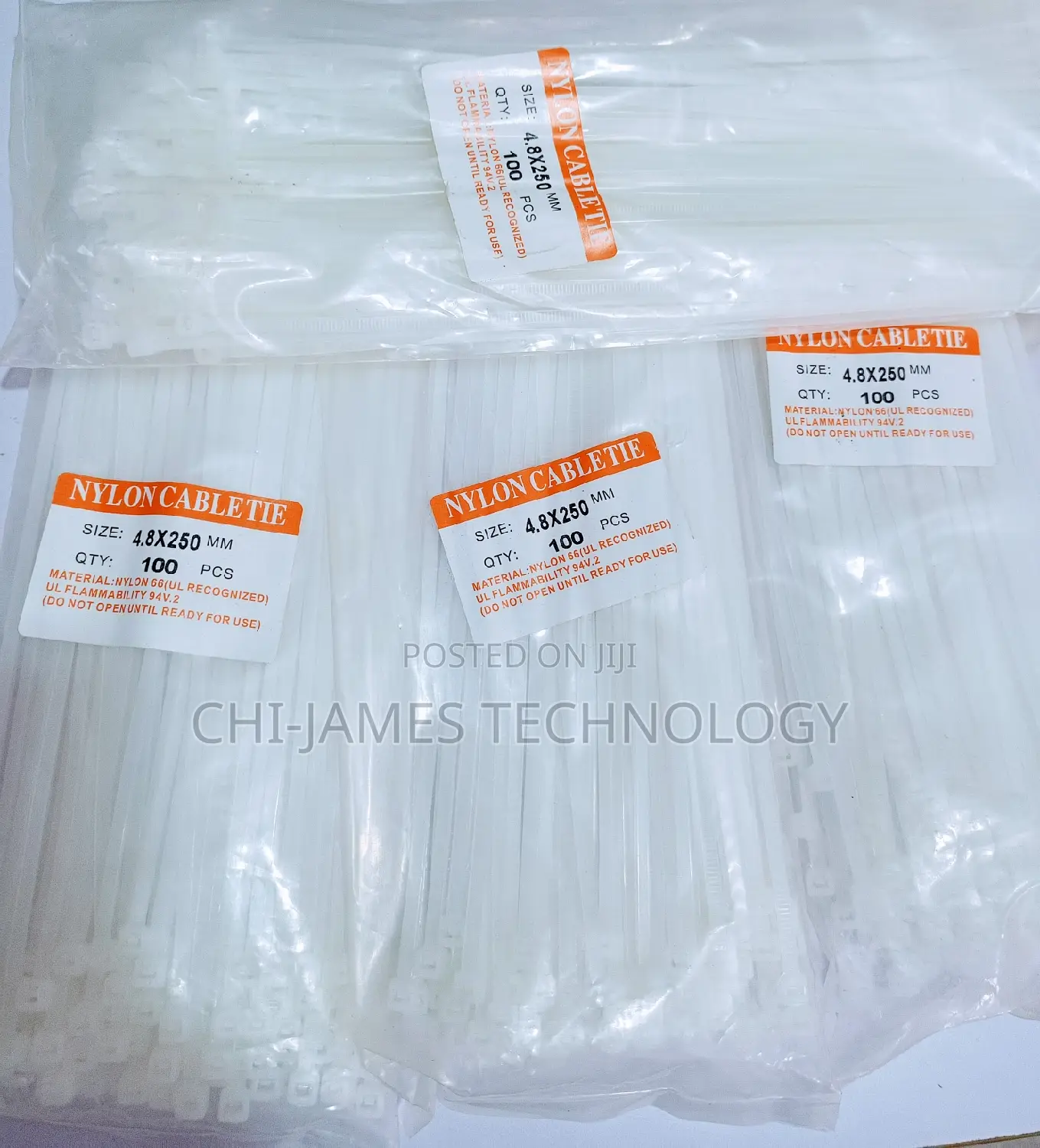 4.8×250mm Nylon Cable Tie 100pcs