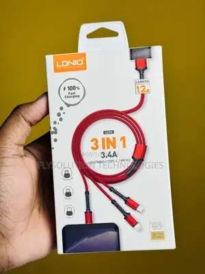 Ldnio 3.4A 3 in 1 Fast Charging Cable 1.2m Cable