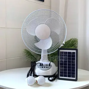 12 Inches Rechargeable Solar Fan With 2 Bulbs and Panel