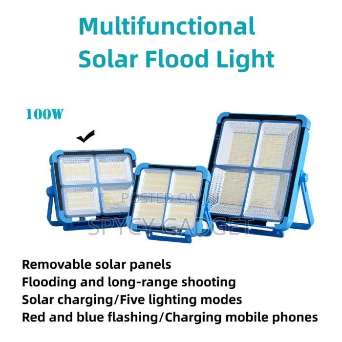 100W Solar Flashlight With Power Bank