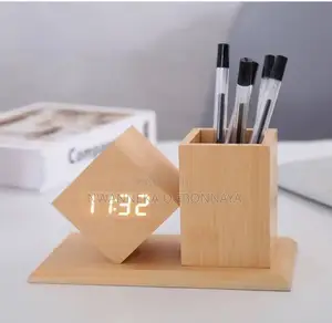 Photo - Wooden Electronic Clock and Pen Holder