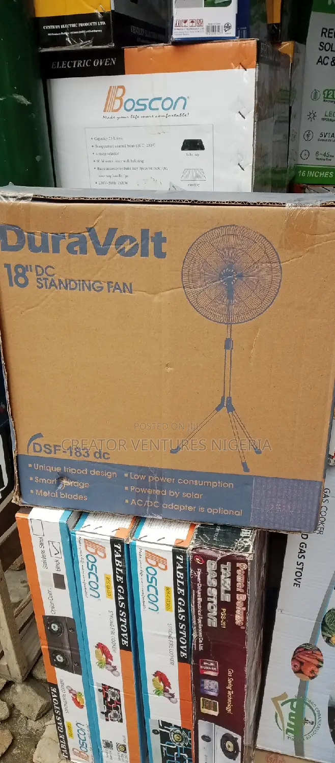 Duravolt Dc/Ac Rechargable Standing Fan 18",With Power Pack