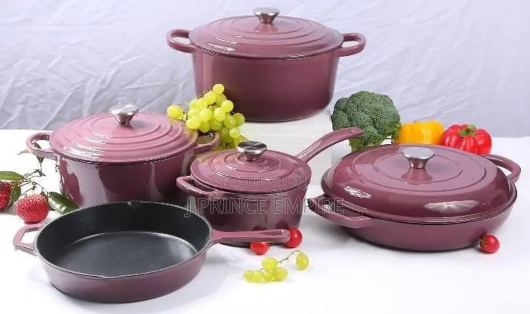 Cast Iron 9 Piece Cookware Set - Plum