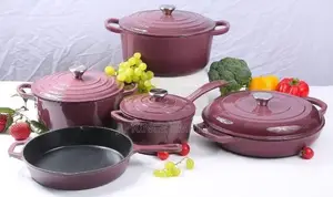 Cast Iron 9 Piece Cookware Set - Plum