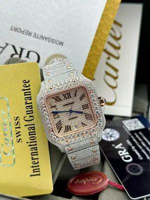Luxury Cartier Santos Moissanaite Non Tarnish Wristwatch