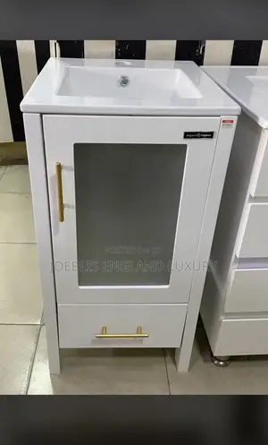 40cm White Cabinet Basin With Glass Door