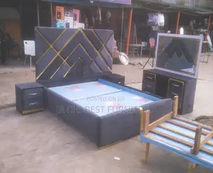 Set of Well Fabricated Padded Upholstery HDF Wooden 6 by 6 Bedframe