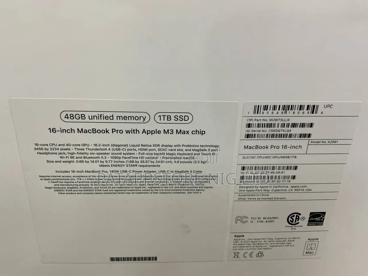 New Laptop Apple MacBook Pro 48GB Apple M3 Max SSD 1T