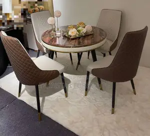 Modern Round Marble Dinning Table Set With 4 Chairs