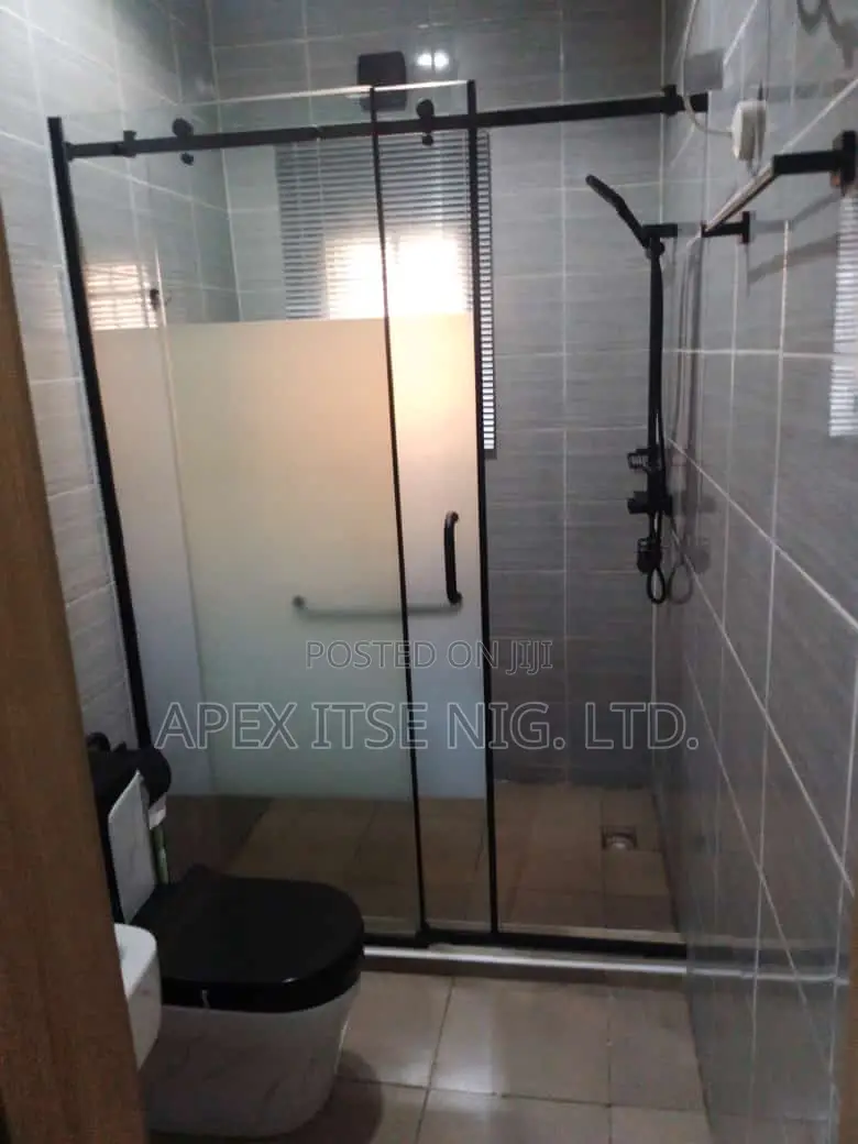 Black on Plain Glass Cubicle