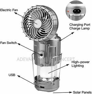 Rechargeable Solar Fan Lamp Portable Camping LED Light