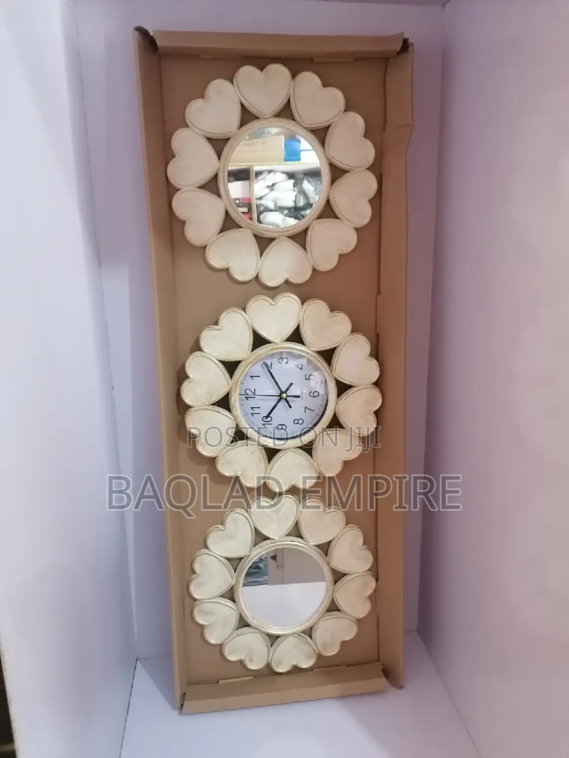 3 in 1 Luxury Design Wall Clock (Cream)