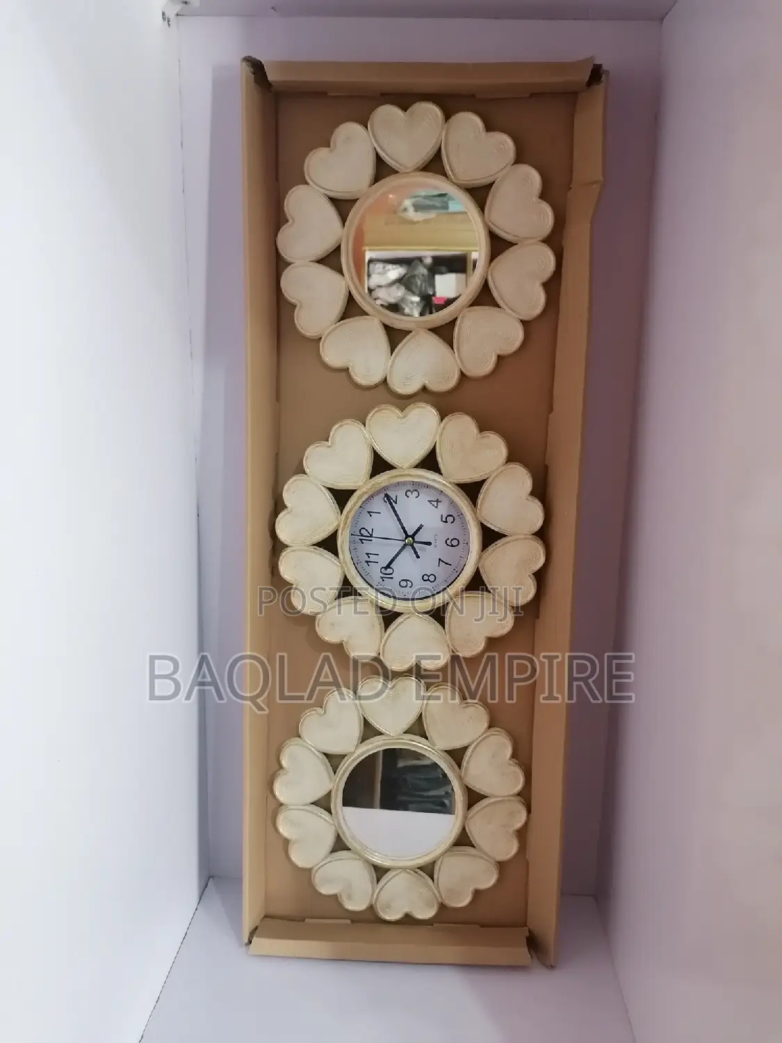 3 in 1 Luxury Design Wall Clock (Cream)