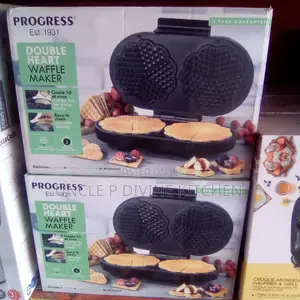 Progress Double Heart Waffle Maker for Kids and Families.
