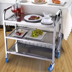 Quality Stainless Steel Mobile 3layer Commercial Food Trolle