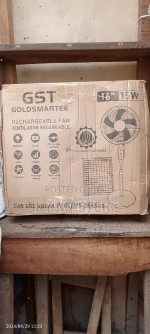 GST Rechargeable Standing Fan With Panel