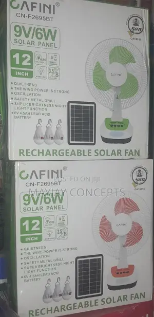 Cafini 3-in-1 12" Solar AC/DC Table Rechargeable Fan-3 Bulbs