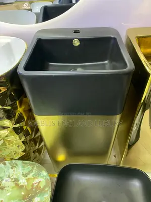Square Black and Gold Wash Hand Basin