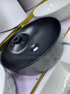 Plain Black Wash Hand Basin With Tap Hole