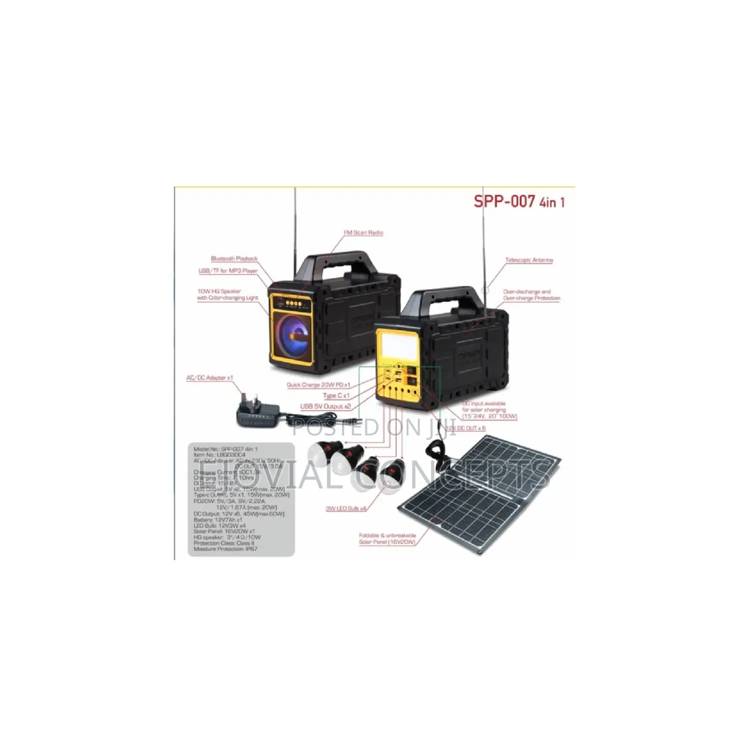 Qasa Solar Power Portable SPP-007 4 In1