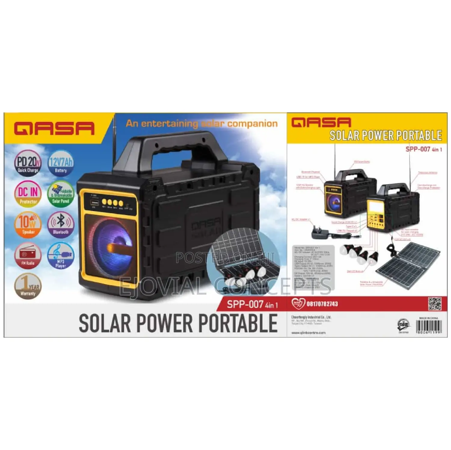 Qasa Solar Power Portable SPP-007 4 In1