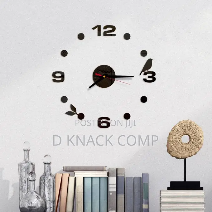 DIY 3D Wall Clocks Stickers Creative Large Wall Clock -Black