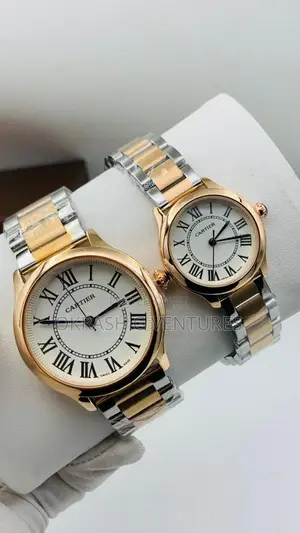 Cartier Rose Gold/Silver Chain Watch for Couple's